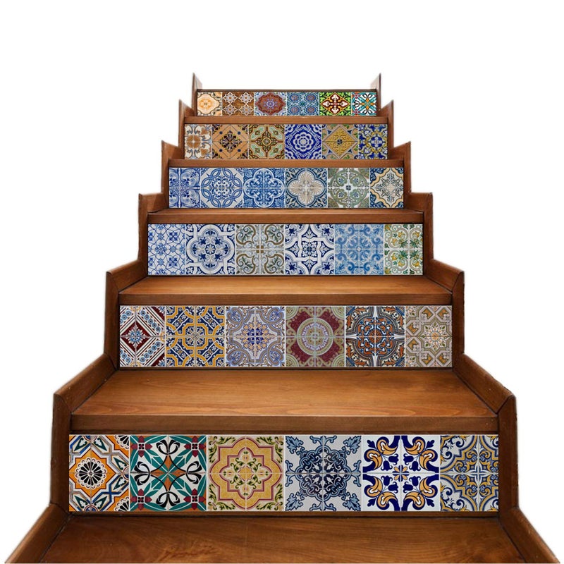 TUOKING 6 Strips Stair Risers Stickers Peel and Stick Stair Decals Removable Self-Adhesive Vinyl Staircase Stickers, 39.37" L x 7.08" W for 6 Steps - Image 2